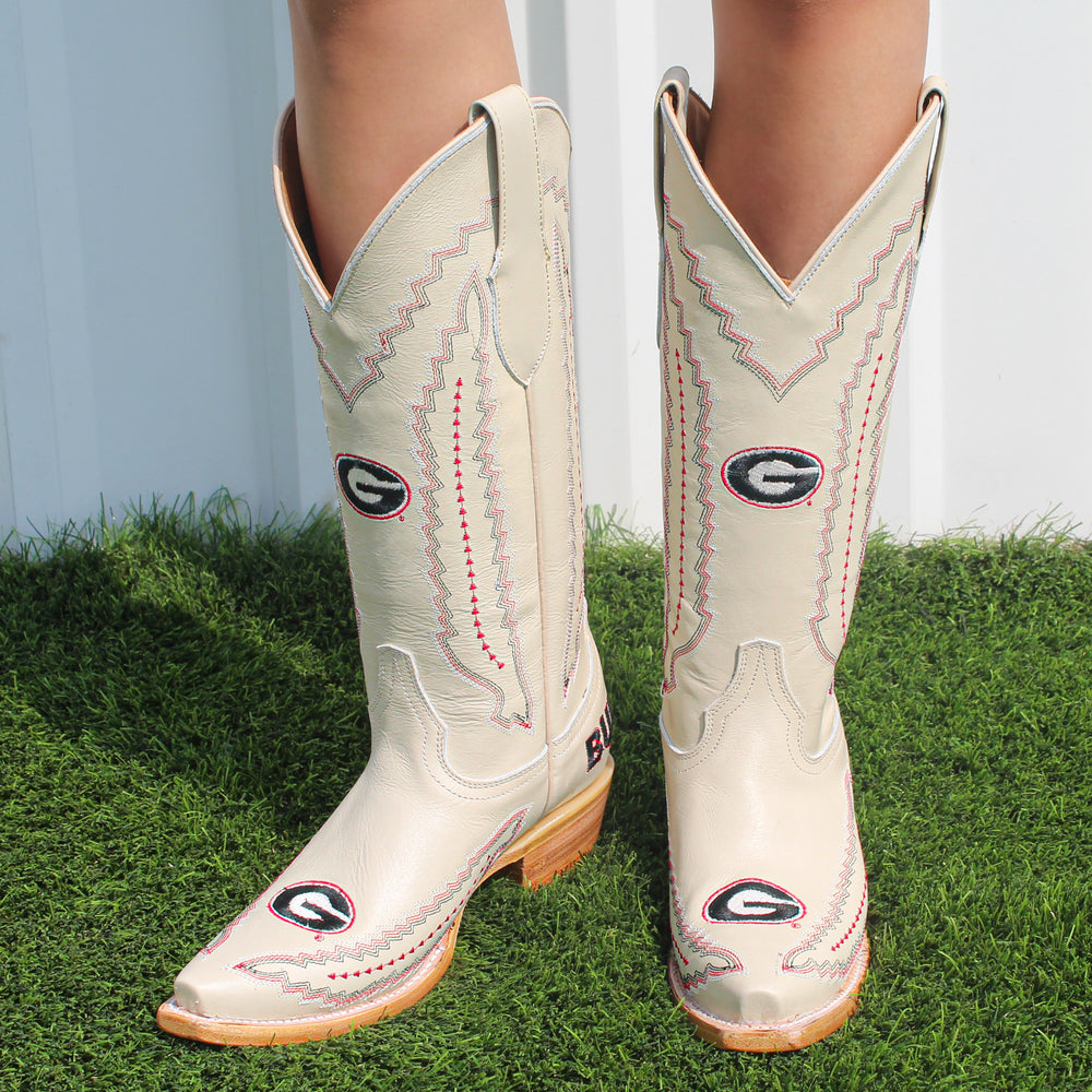 Women's University of Georgia Bone Snip Toe Cowgirl Boots Naomi by Vaccari