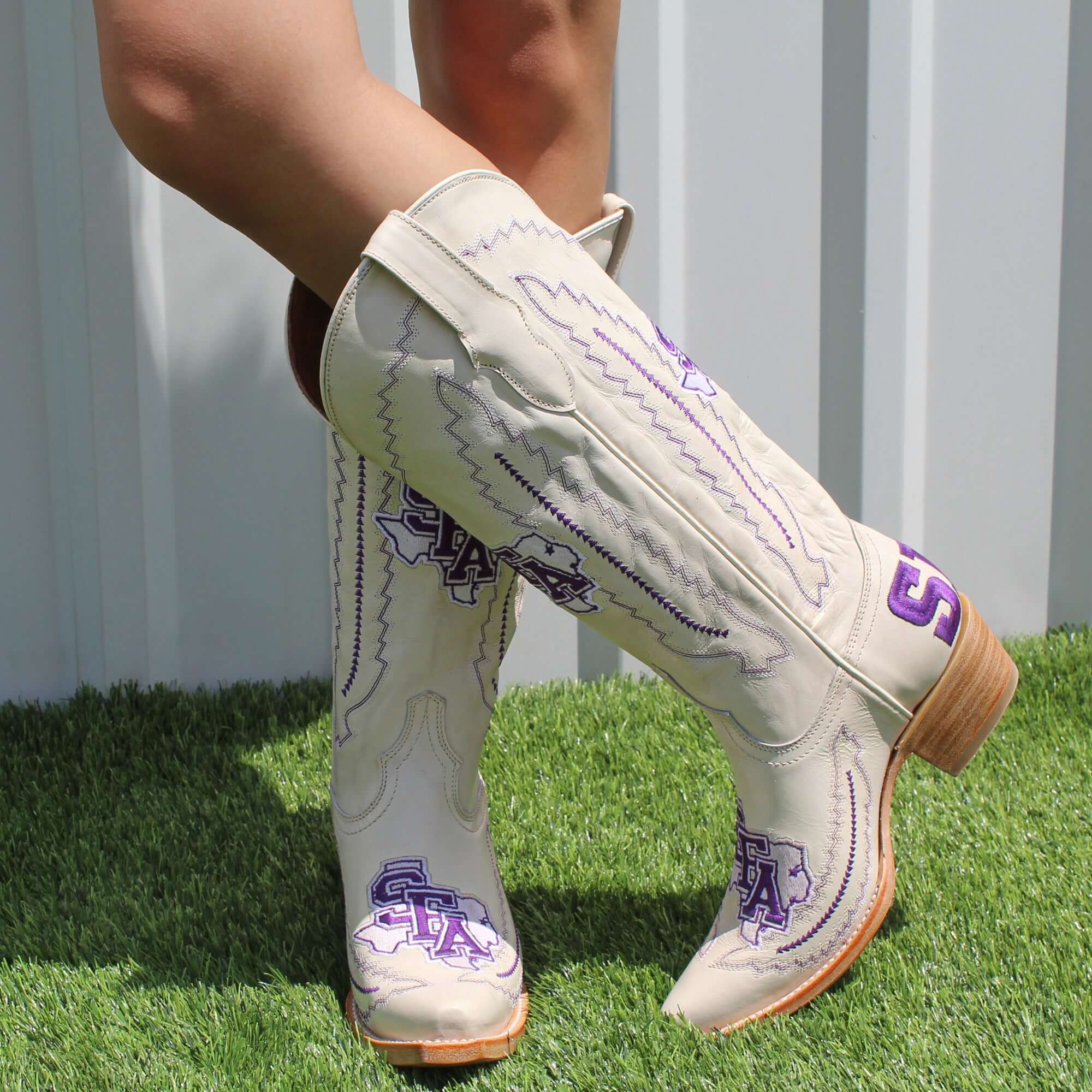 Women's Stephen F. Austin State University Bone Snip Toe Cowgirl Boots Naomi by Vaccari