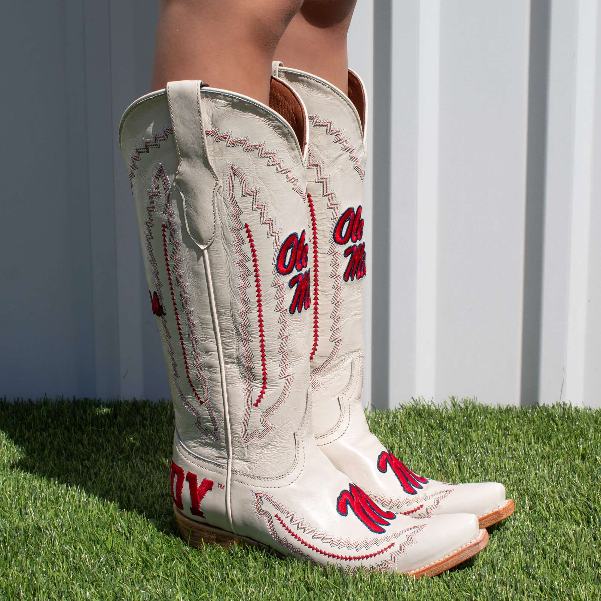 Women's University of Mississippi Bone Snip Toe Cowgirl Boots Naomi by Vaccari