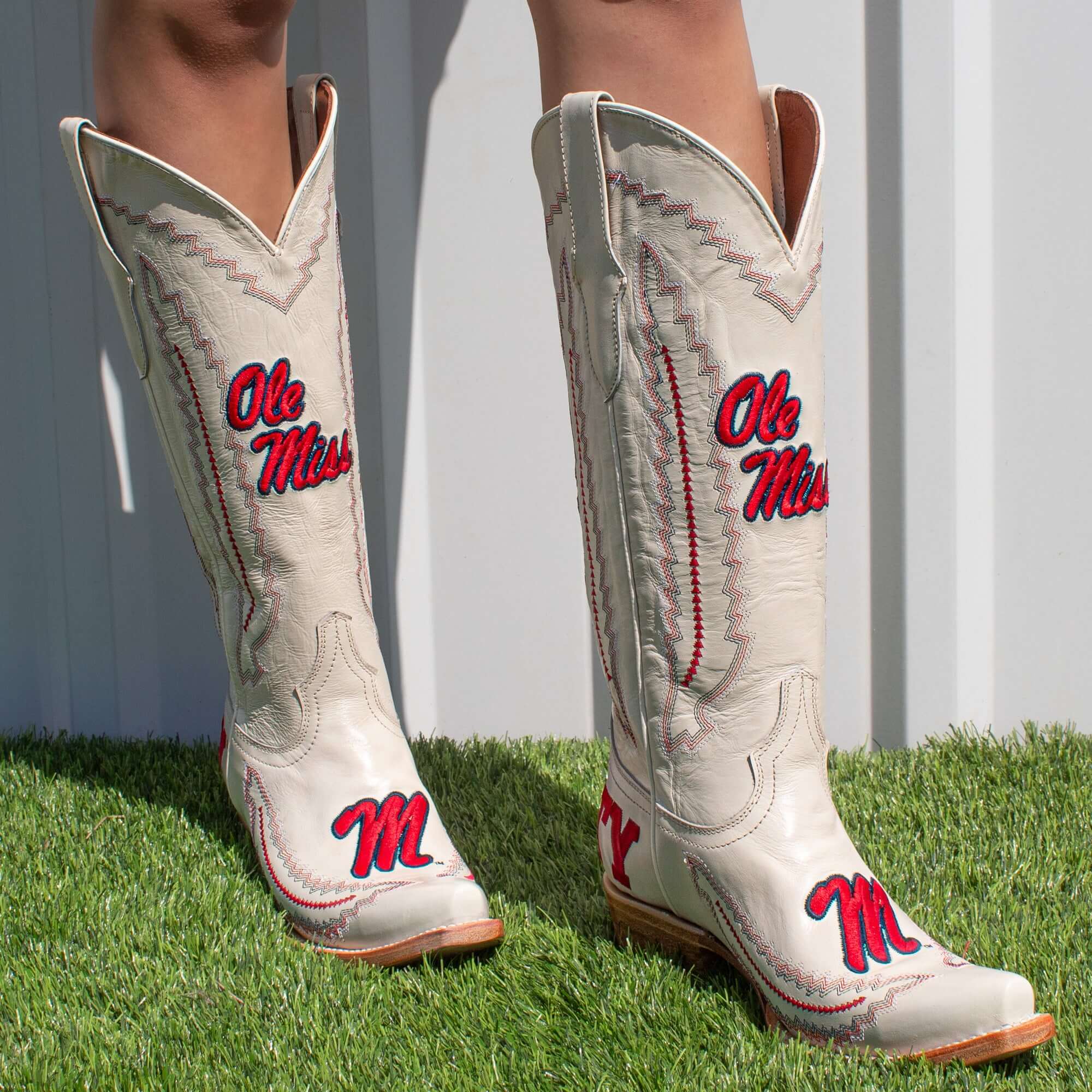 Women's University of Mississippi Bone Snip Toe Cowgirl Boots Naomi by Vaccari