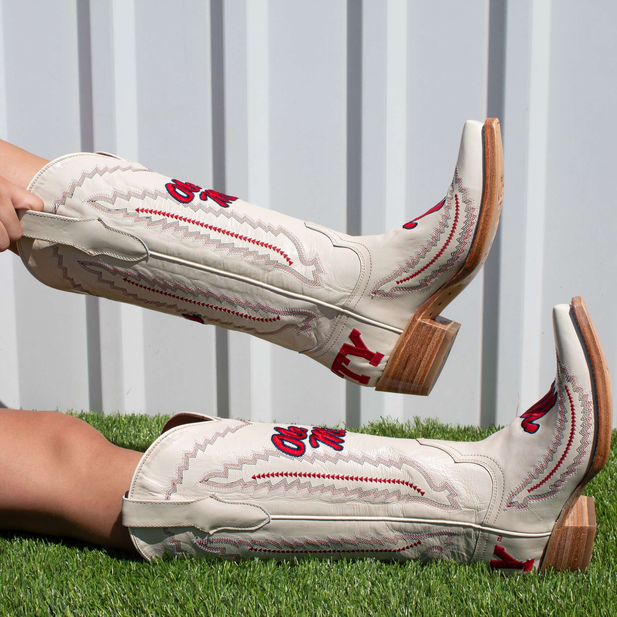 Women's University of Mississippi Bone Snip Toe Cowgirl Boots Naomi by Vaccari