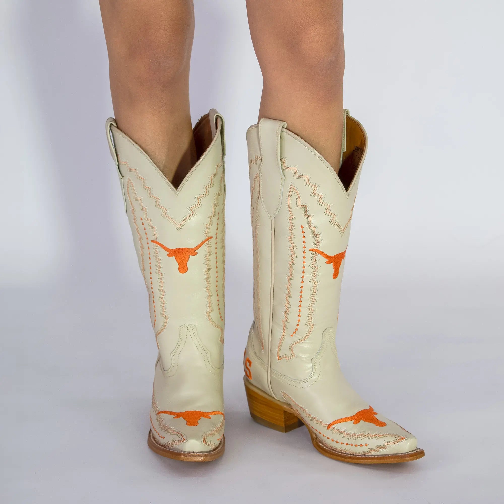 Women's University of Texas Longhorns Cowgirl Boots | UT White Snip Toe Boots | Officially Licensed | Naomi