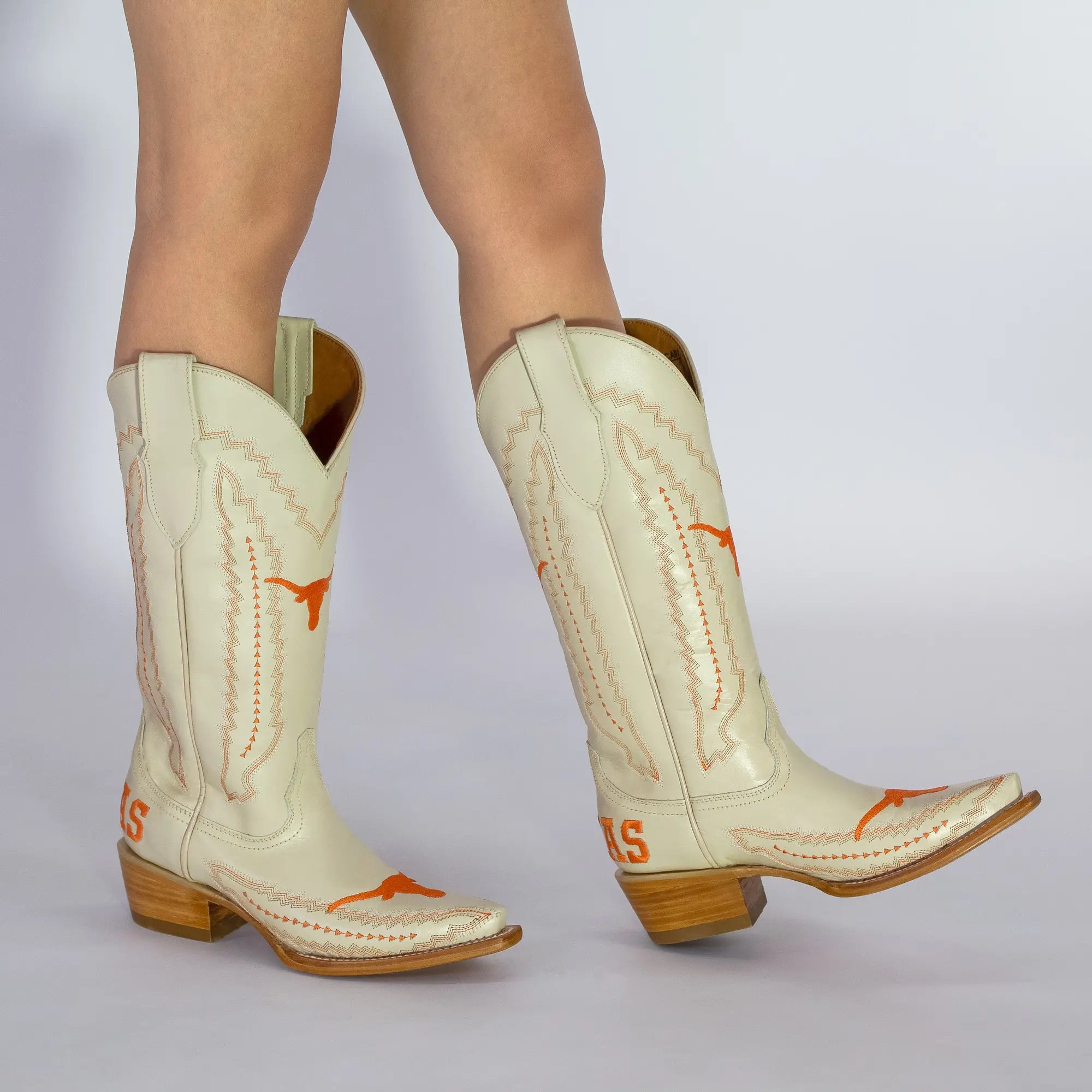 Women's University of Texas Longhorns Cowgirl Boots | UT White Snip Toe Boots | Officially Licensed | Naomi