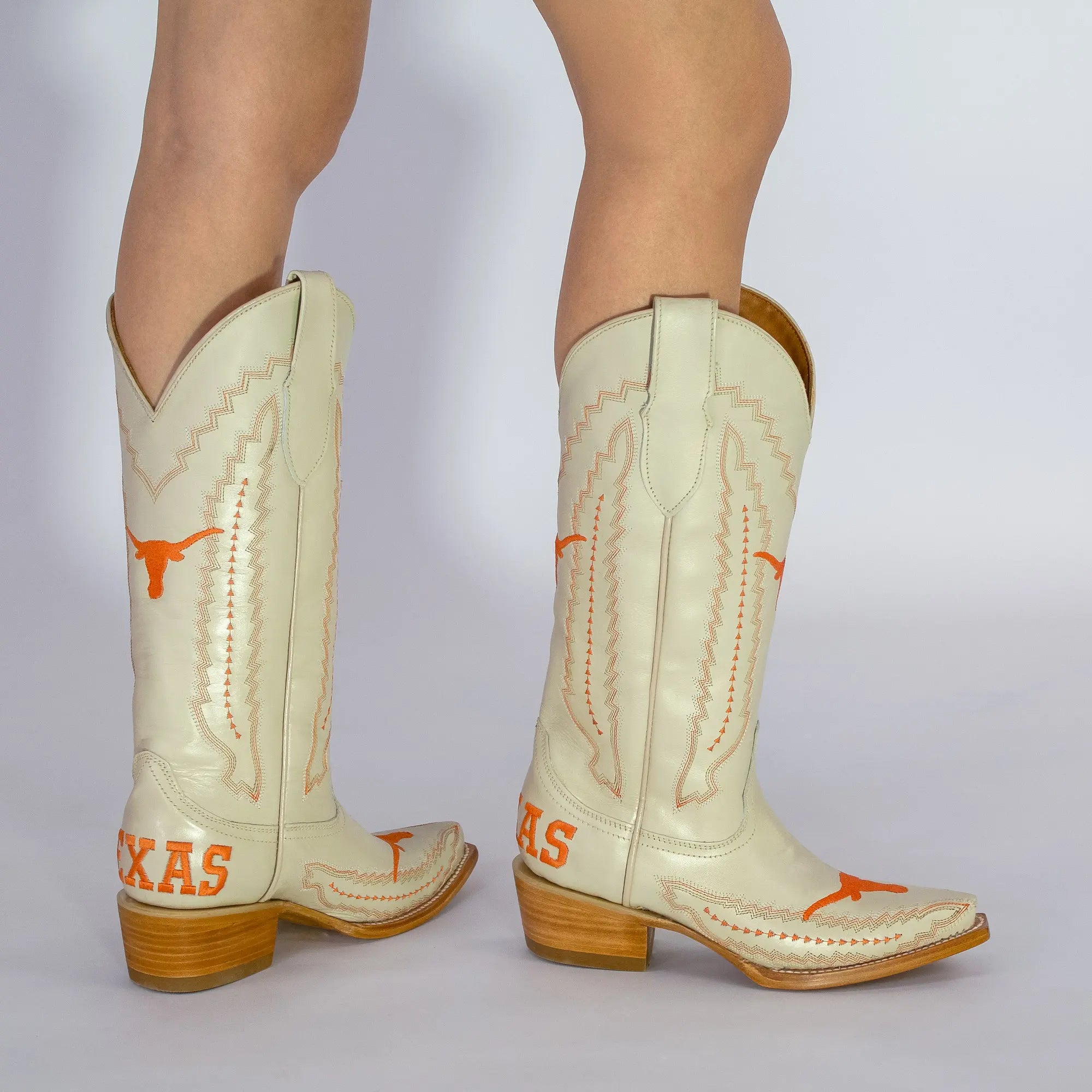 Women's University of Texas Longhorns Cowgirl Boots | UT White Snip Toe Boots | Officially Licensed | Naomi