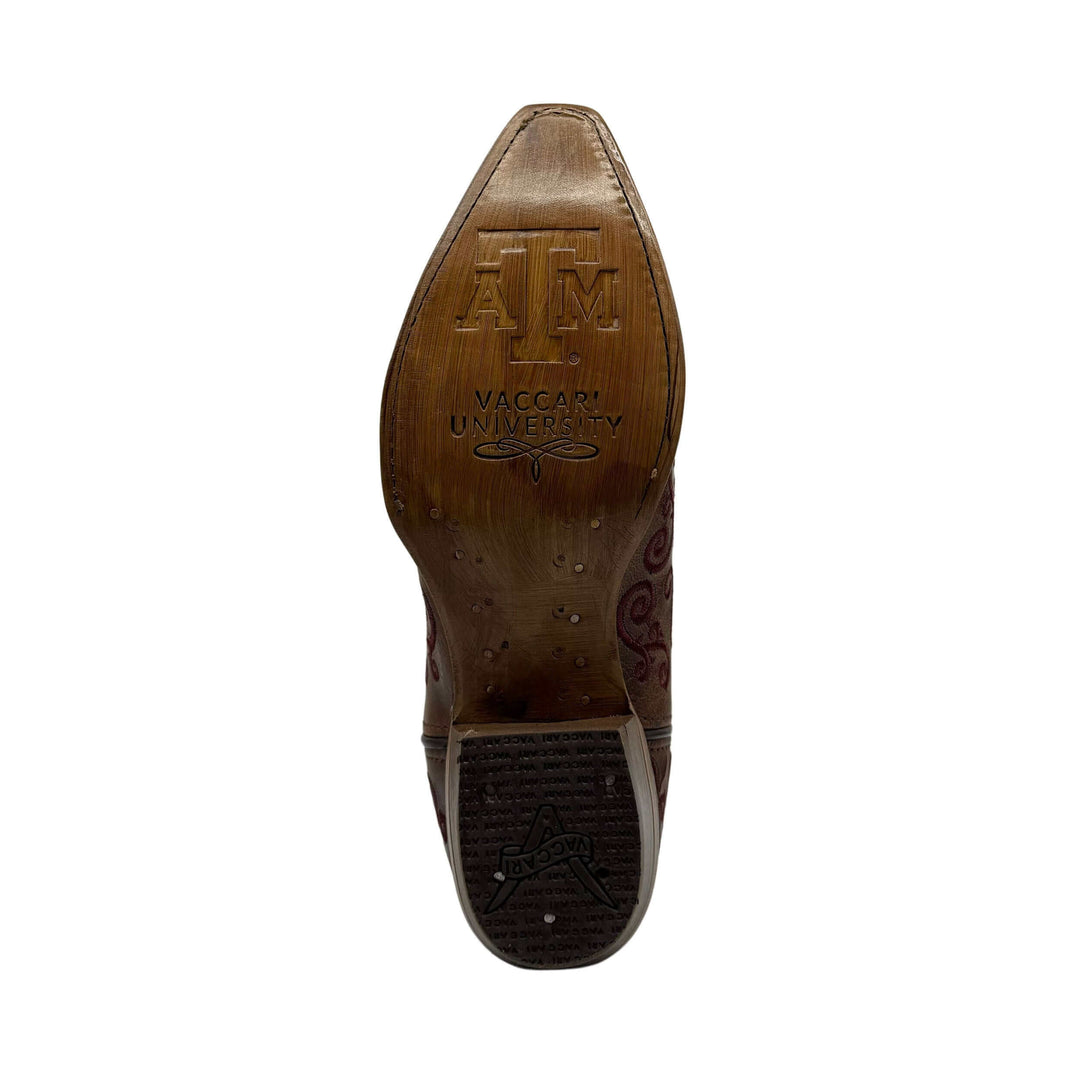 Women's Texas A&M University Scroll Embroidery Cowgirl Boots by Vaccari