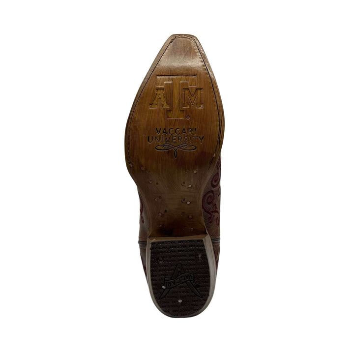 Women's Texas A&M University Scroll Embroidery Cowgirl Boots by Vaccari