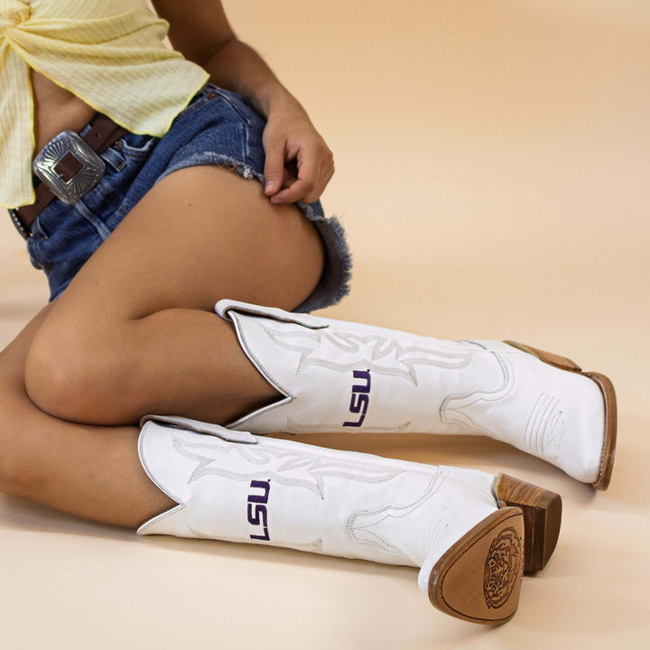 Women's LSU White Boot Leighton by Vaccari University