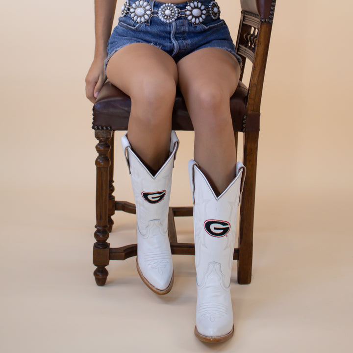 Women's University of Georgia White Boot Leighton by Vaccari University