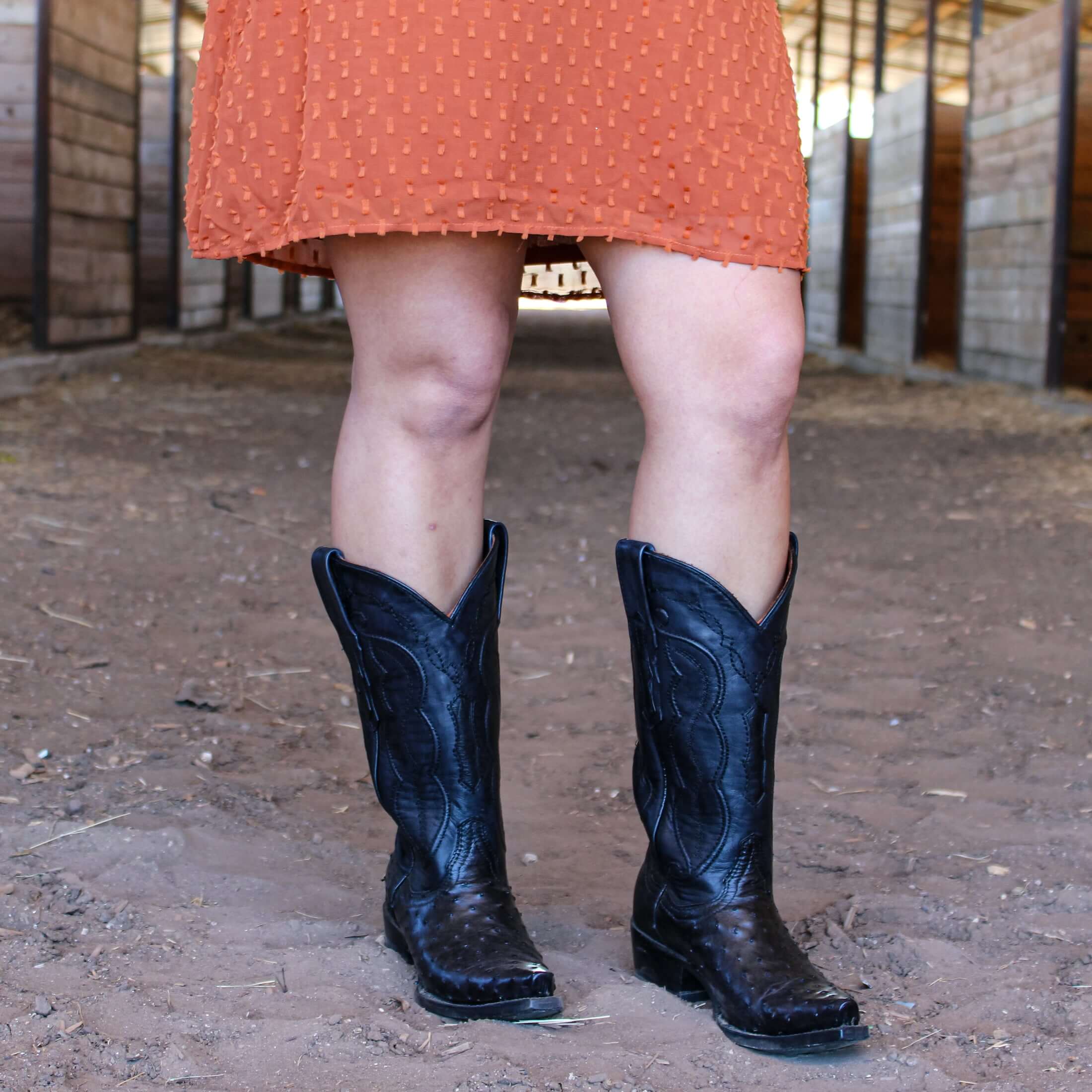 Womens black ostrich Snip Toe Boots by Vaccari