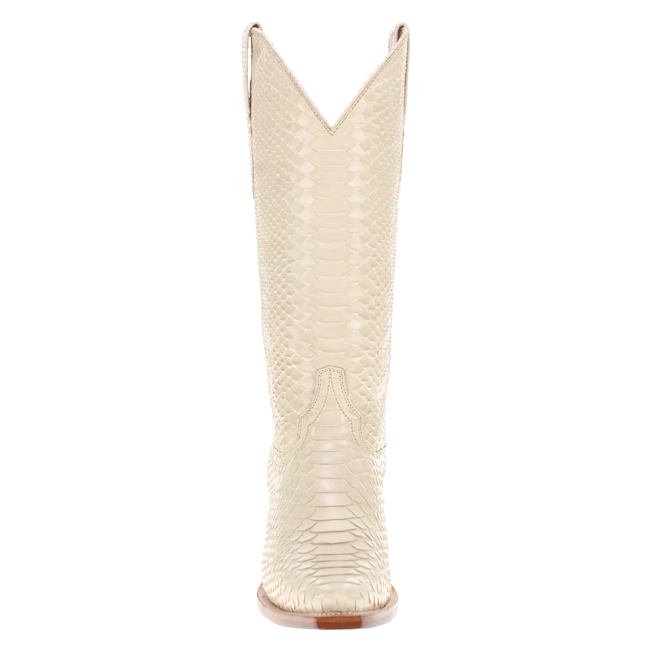 Women's Full Bone Python Snip Toe Cowgirl Boots Pearl by Vaccari