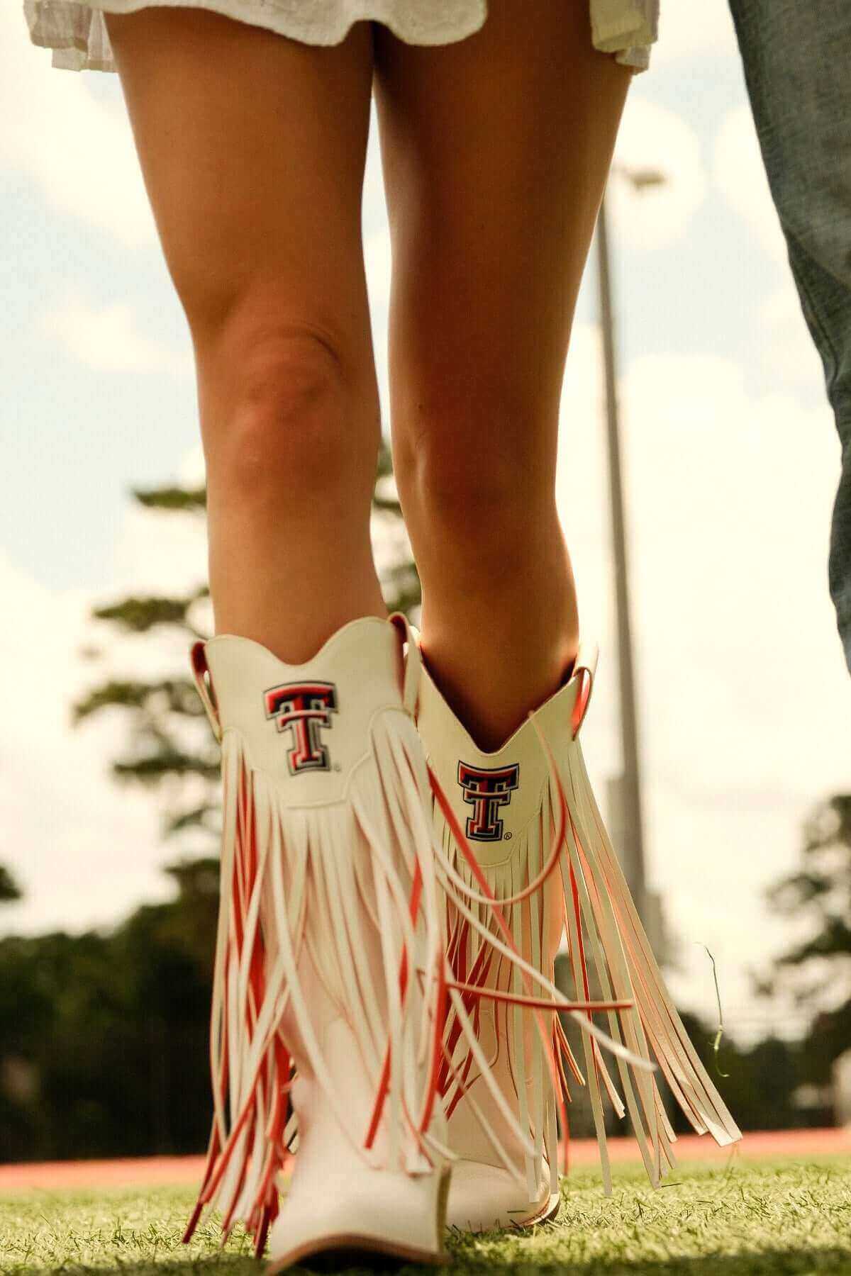 Texas Tech University White Women's Fringe Cowgirl Boots Kacey by V by Vaccari