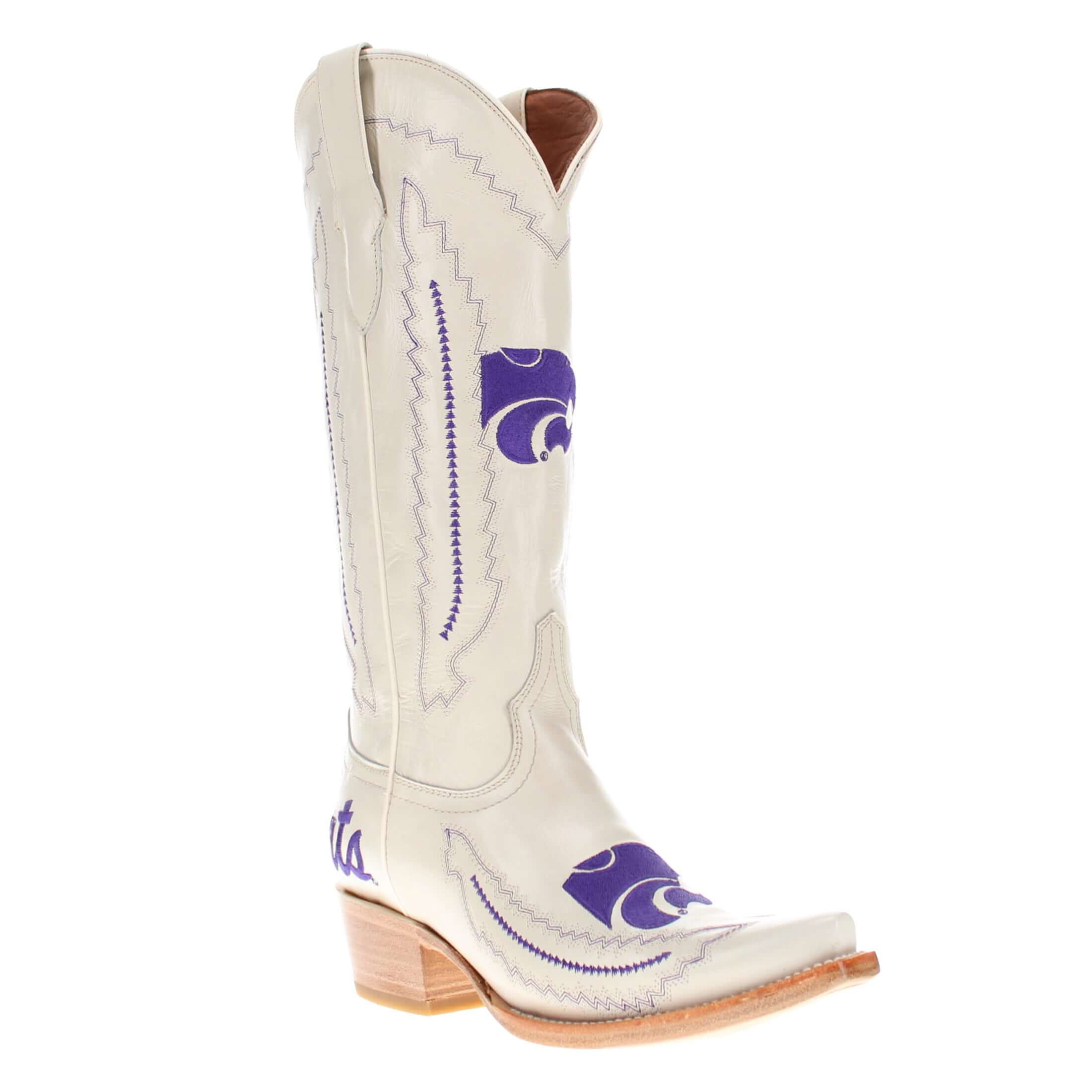 Women's Kansas State University Wildcats Bone Snip Toe Cowgirl Boots Naomi by Vaccari