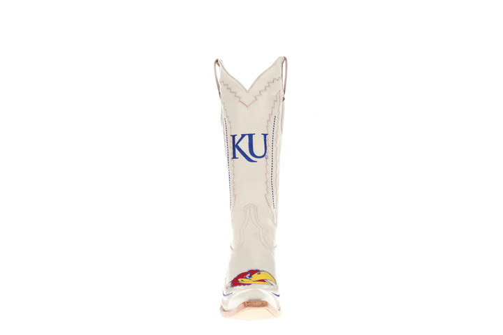 Women's University of Kansas Jayhawks Bone Snip Toe Cowgirl Boots Naomi by Vaccari