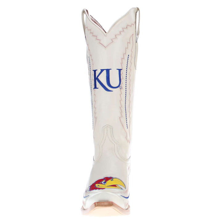 Women's University of Kansas Jayhawks Bone Snip Toe Cowgirl Boots Naomi by Vaccari