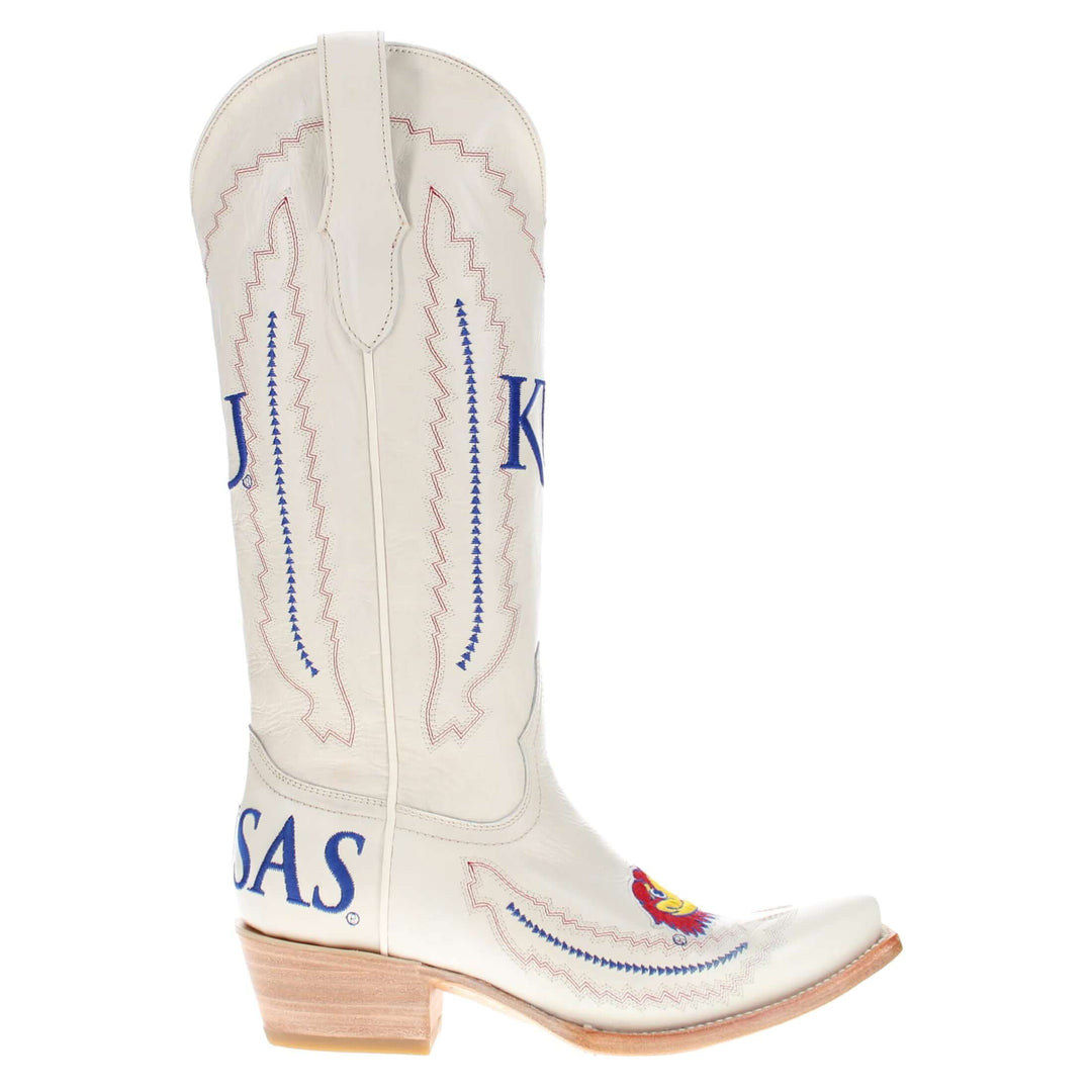 Women's University of Kansas Jayhawks Bone Snip Toe Cowgirl Boots Naomi by Vaccari