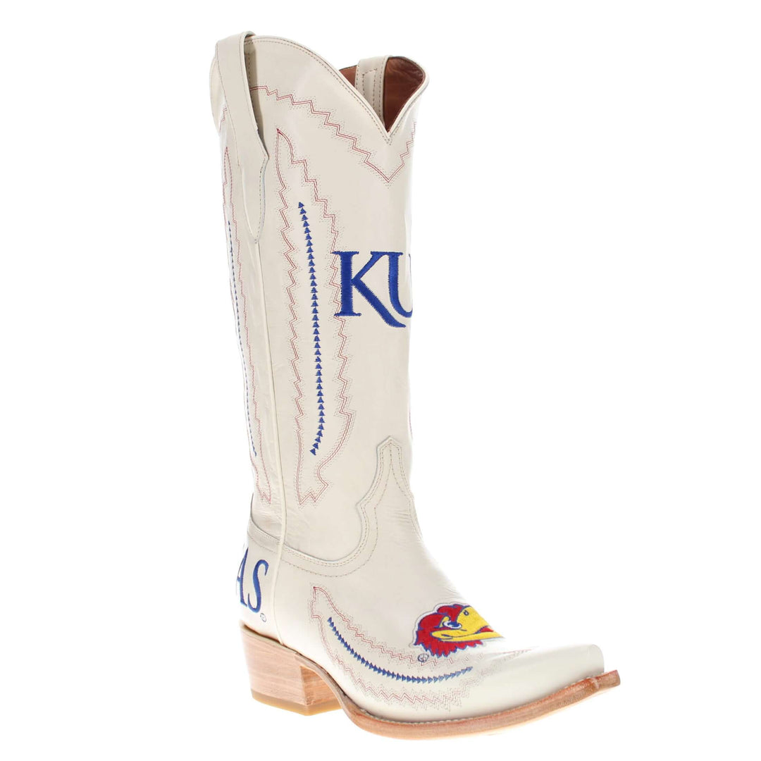 Women's University of Kansas Jayhawks Bone Snip Toe Cowgirl Boots Naomi by Vaccari