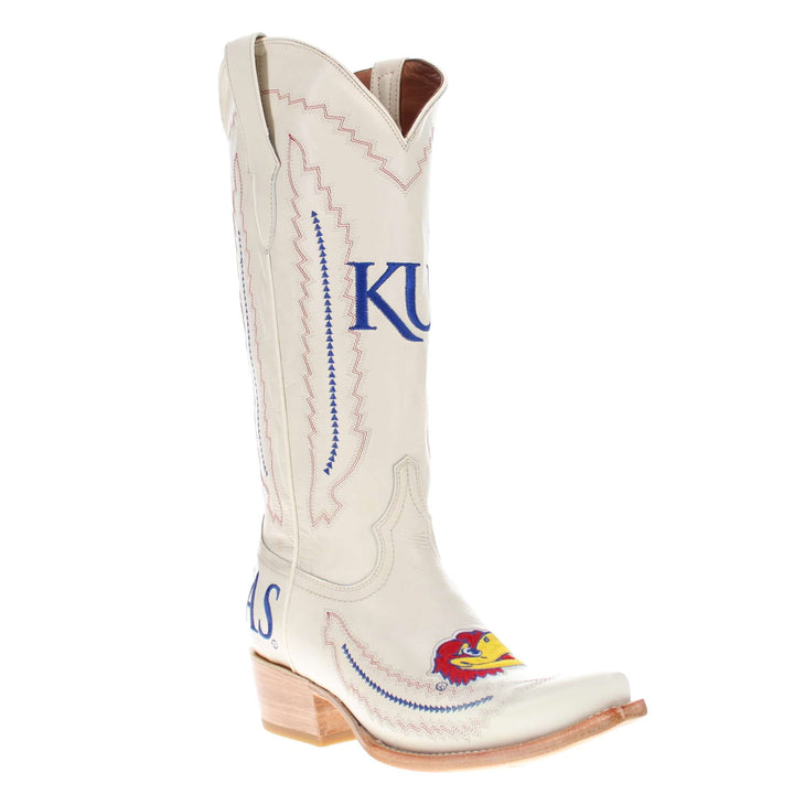 Women's University of Kansas Jayhawks Bone Snip Toe Cowgirl Boots Naomi by Vaccari