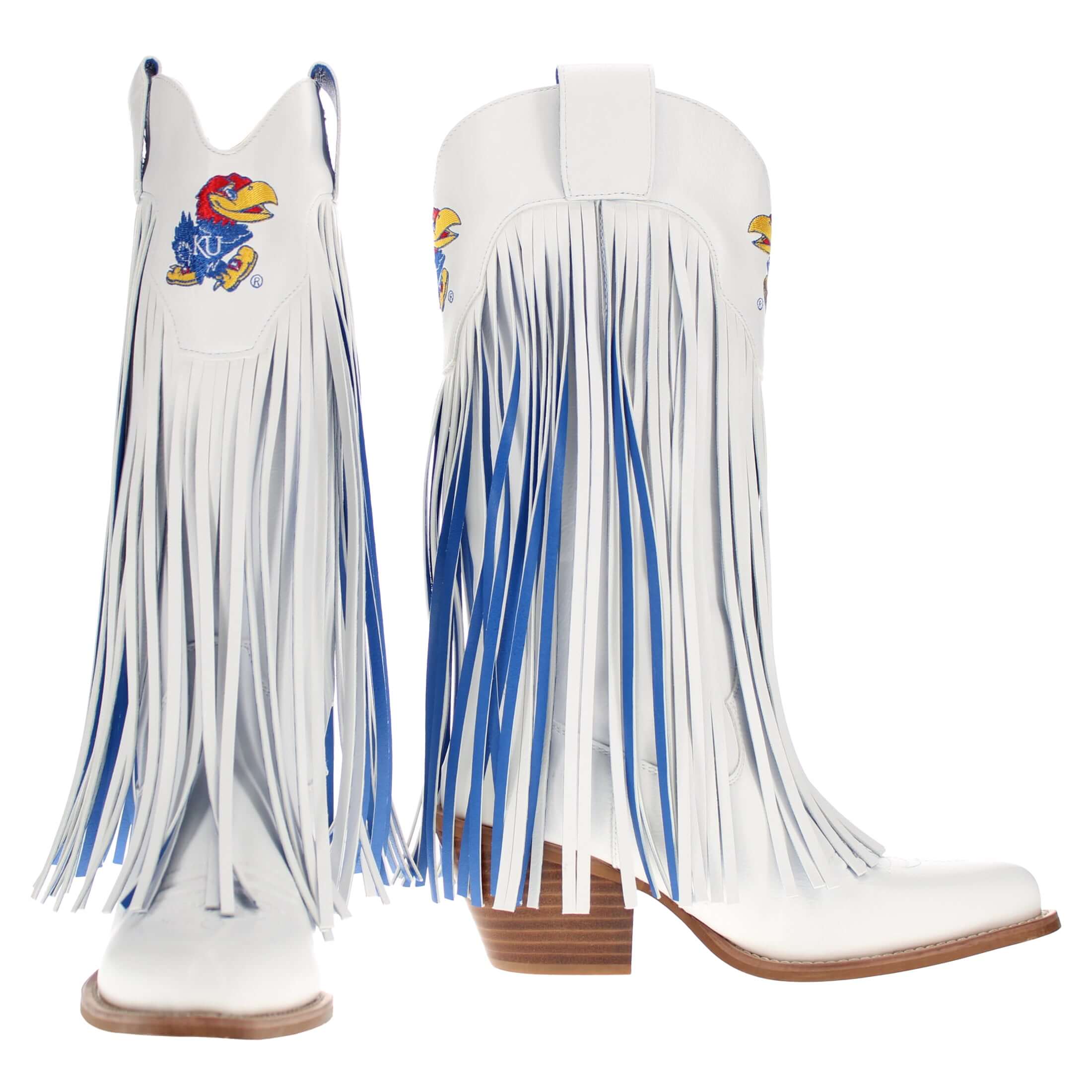 University of Kansas Kacey White Fringe Boot By V By Vaccari