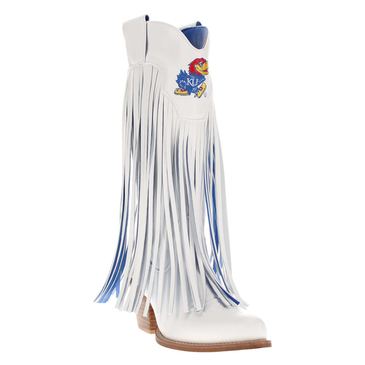 University of Kansas Kacey White Fringe Boot By V By Vaccari