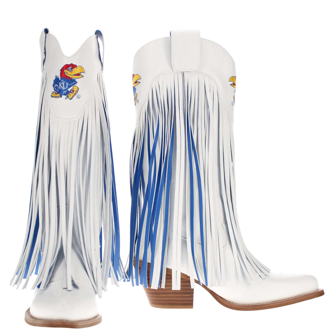 University of Kansas Kacey White Fringe Boot By V By Vaccari