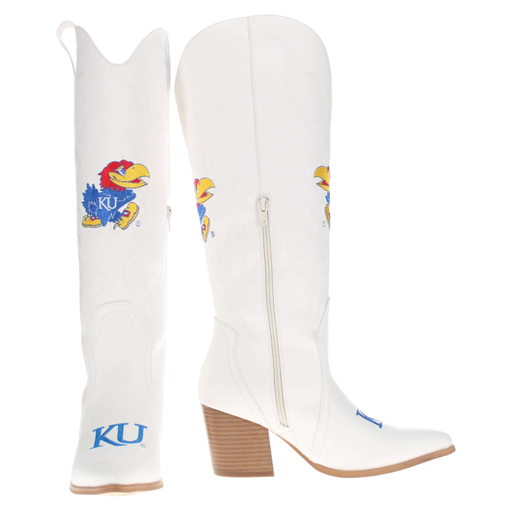University of Kansas Blair Tall White Boot By V By Vaccari