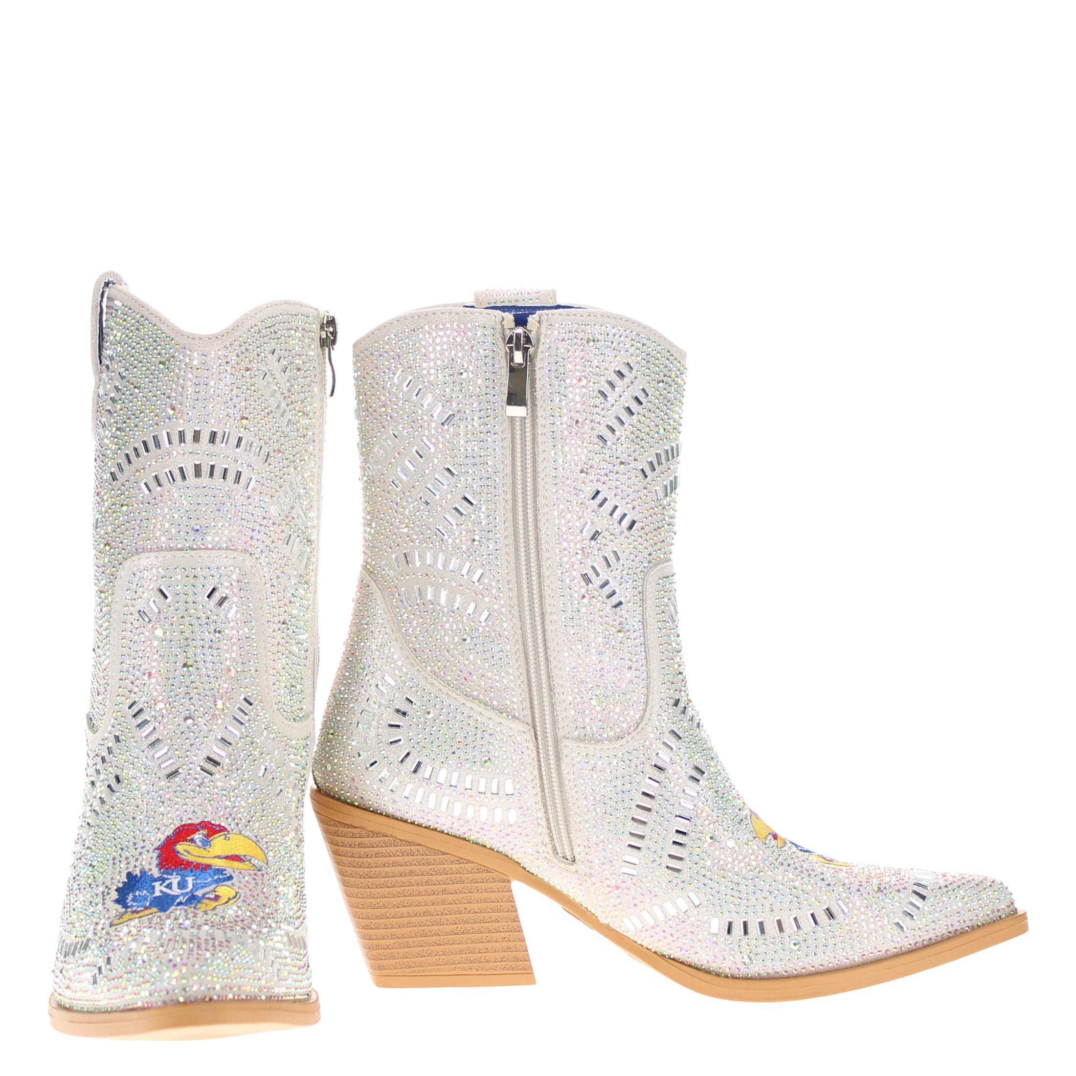 Women's University of Kansas Natural Bling Cowgirl Booties Jade by V by Vaccari
