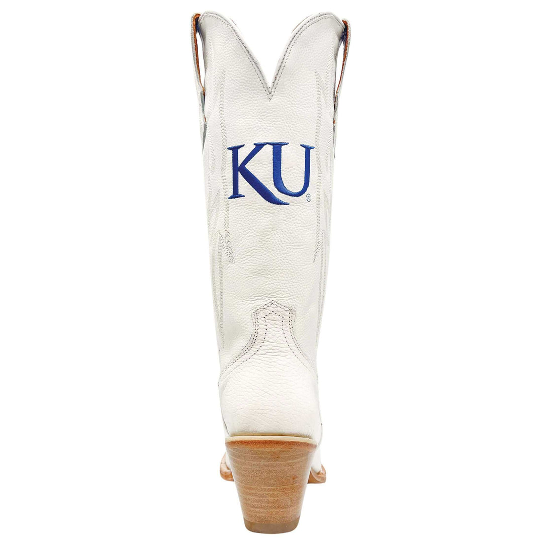 Women's University of Kansas Jayhawks All White Pointed Toe Cowgirl Boots Leighton by Vaccari