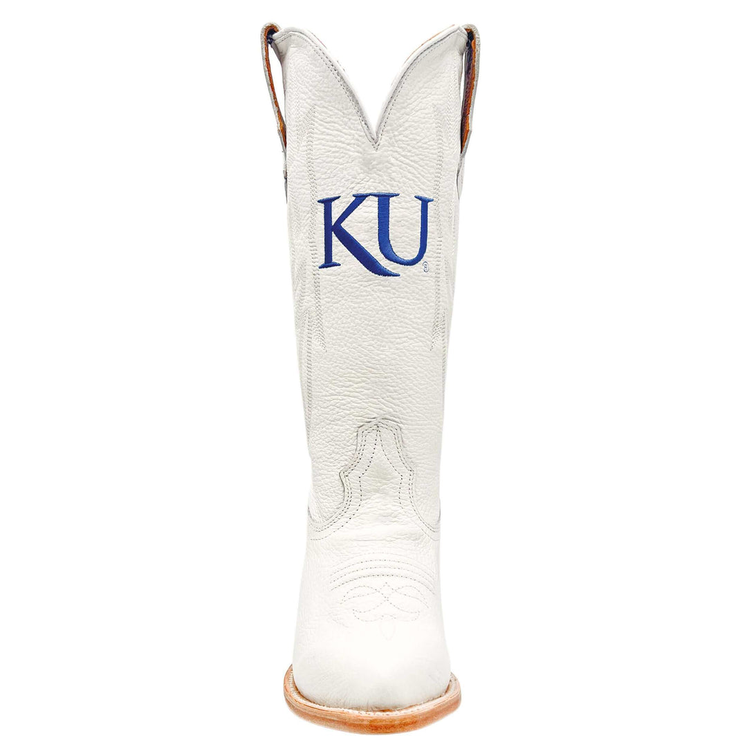 Women's University of Kansas Jayhawks All White Pointed Toe Cowgirl Boots Leighton by Vaccari