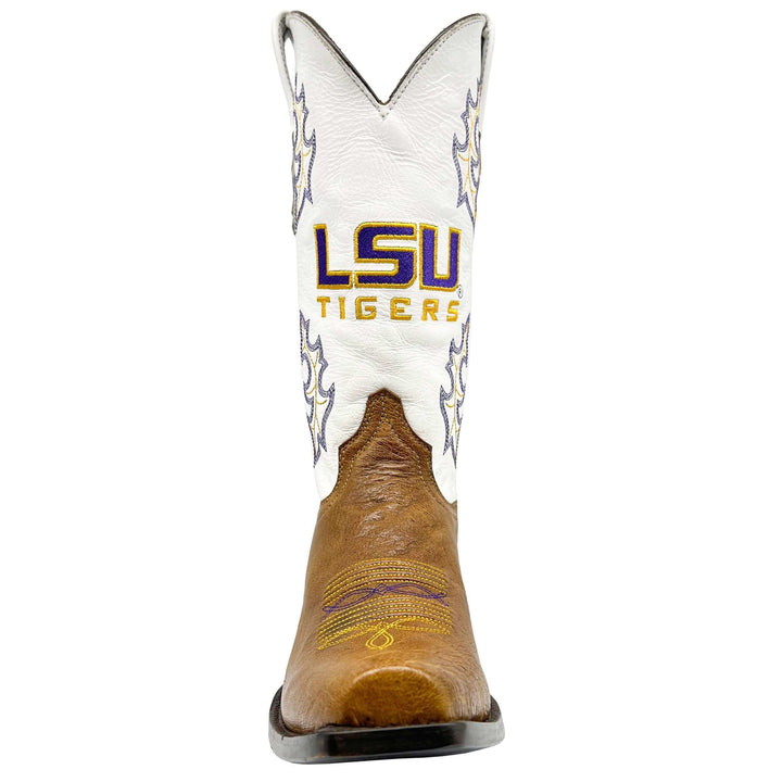 Men's Louisiana State University Tigers Tan JW Smooth Ostrich Cowboy Boots Brooks by Vaccari