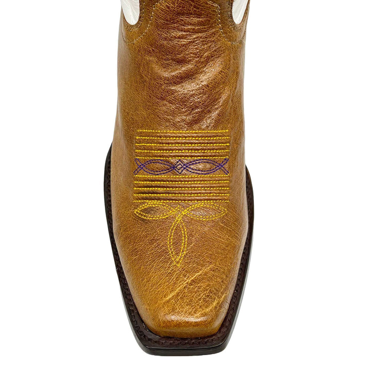 Men's Louisiana State University Tigers Tan JW Smooth Ostrich Cowboy Boots Brooks by Vaccari