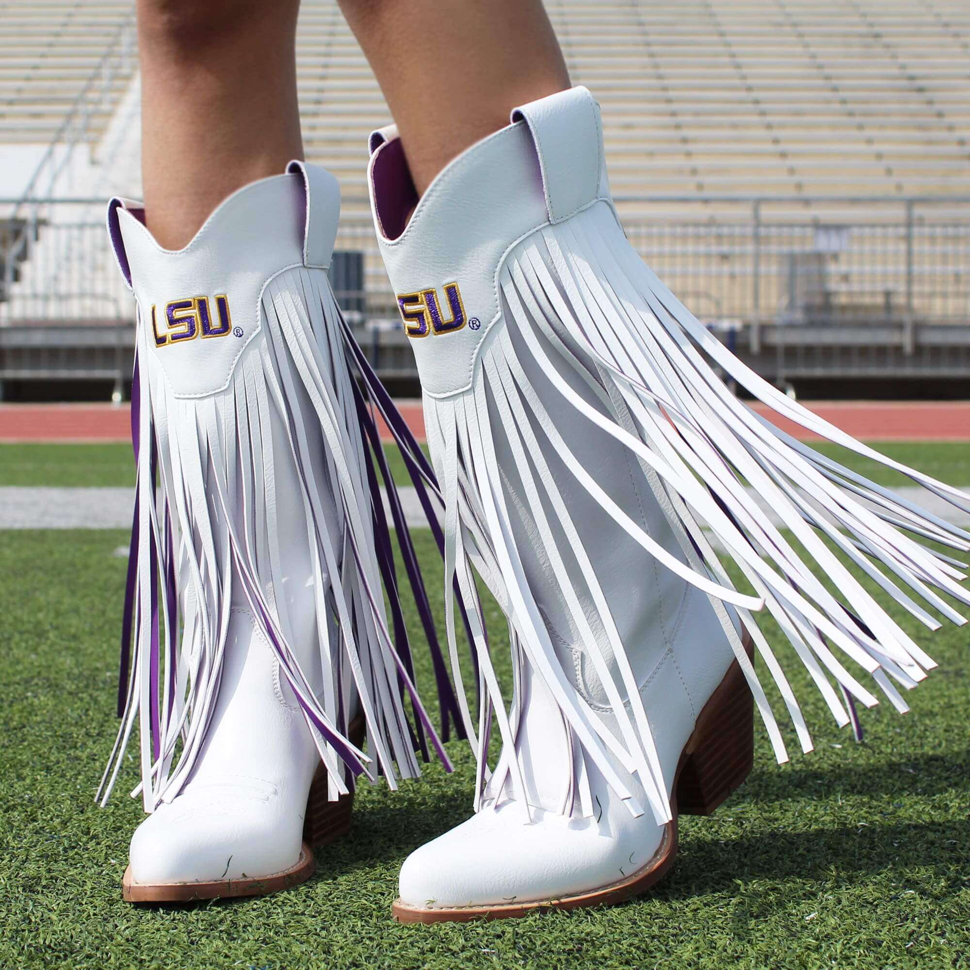 Louisiana State University Kacey White Fringe Boot By V By Vaccari