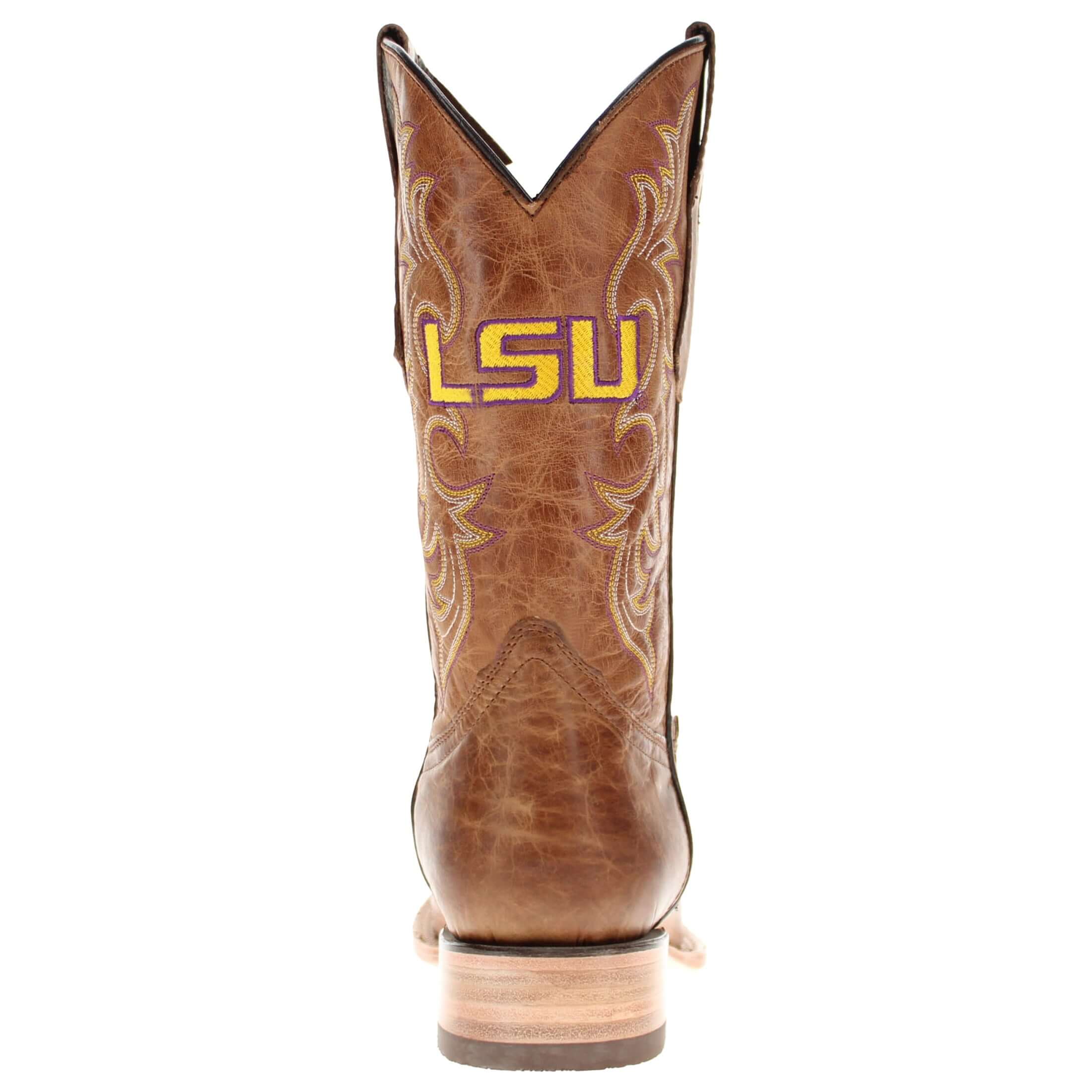 Men's Louisiana State University Tan Square Toe Cowboy Boots by Vaccari
