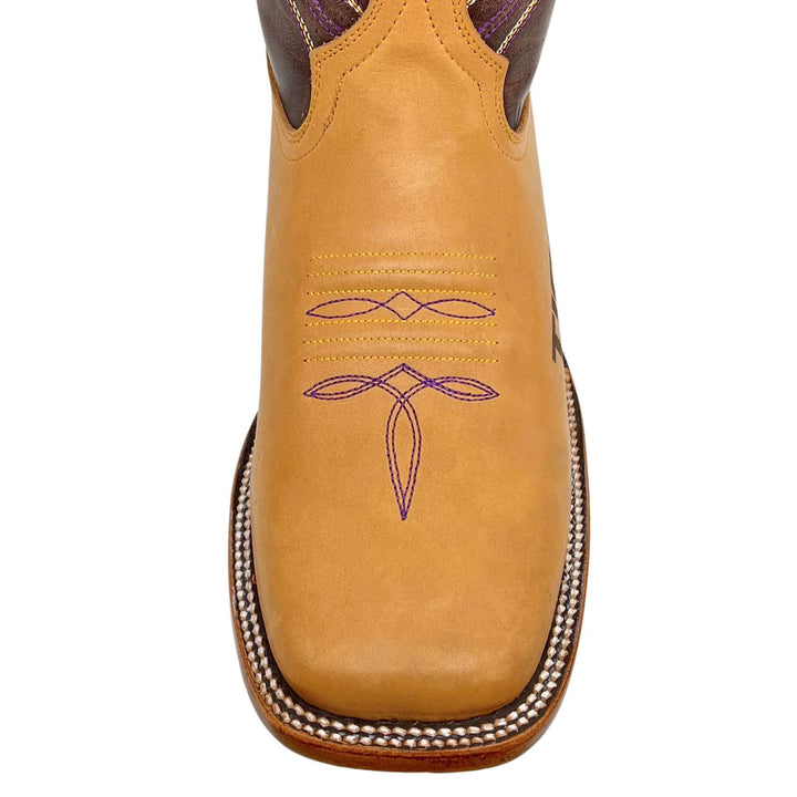 Men's Louisiana State University Tigers Tan/Mocha Broad Square Cowboy Boots Weston by Vaccari