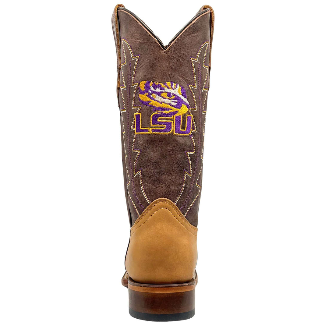 Men's Louisiana State University Tigers Tan/Mocha Broad Square Cowboy Boots Weston by Vaccari