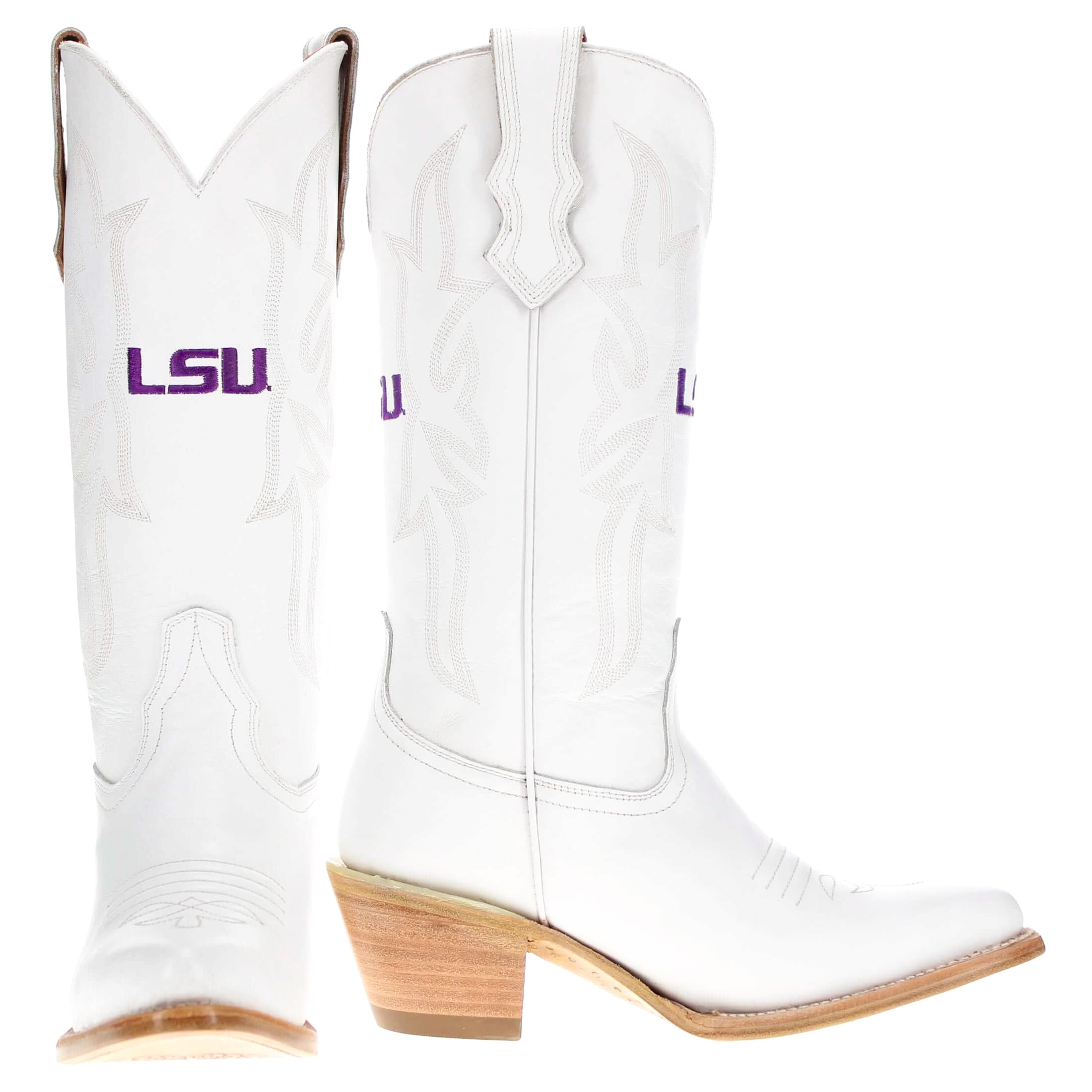 Women's Louisiana State White Cowgirl Boots Leighton by Vaccari University