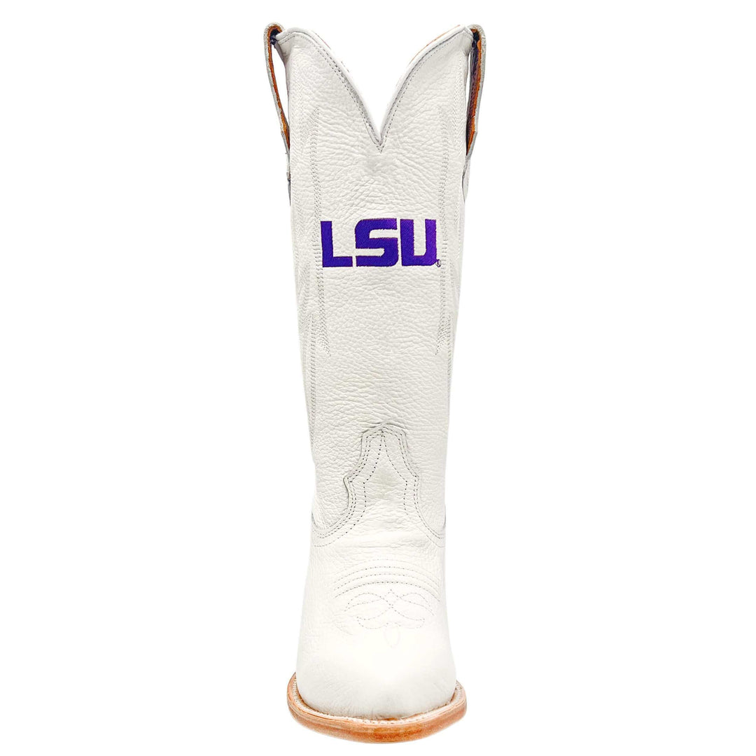 Lsu Boot Ribbons Women's Louisiana State University White Snip Toe Boots