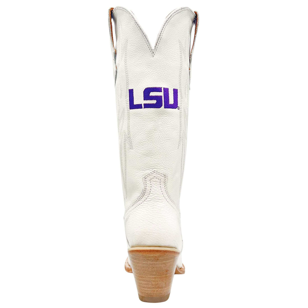 Lsu Boot Ribbons Women's Louisiana State University White Snip Toe Boots