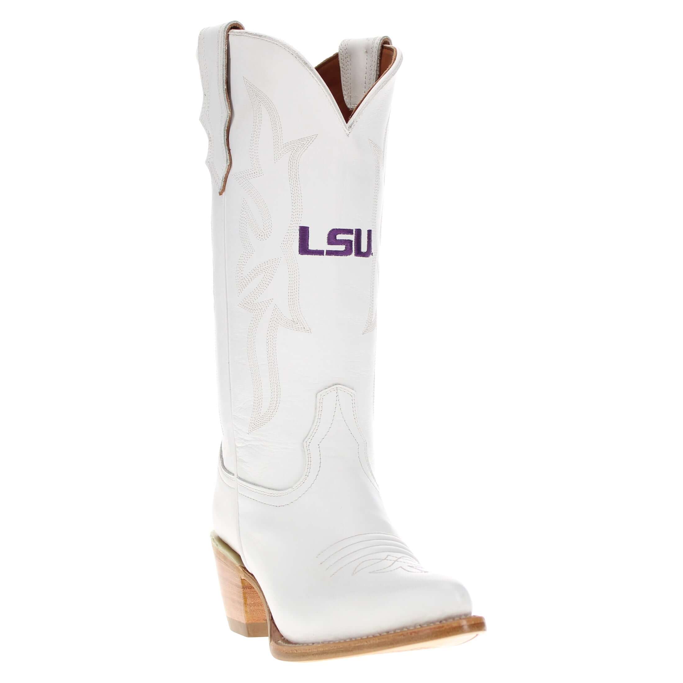 Women's Louisiana State White Cowgirl Boots Leighton by Vaccari University