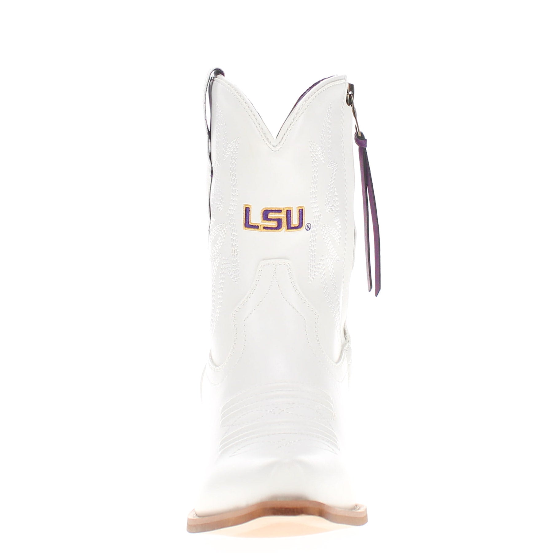 Women's Louisiana State University White Cowgirl Boots with Color Tassel Lynn by V by Vaccari