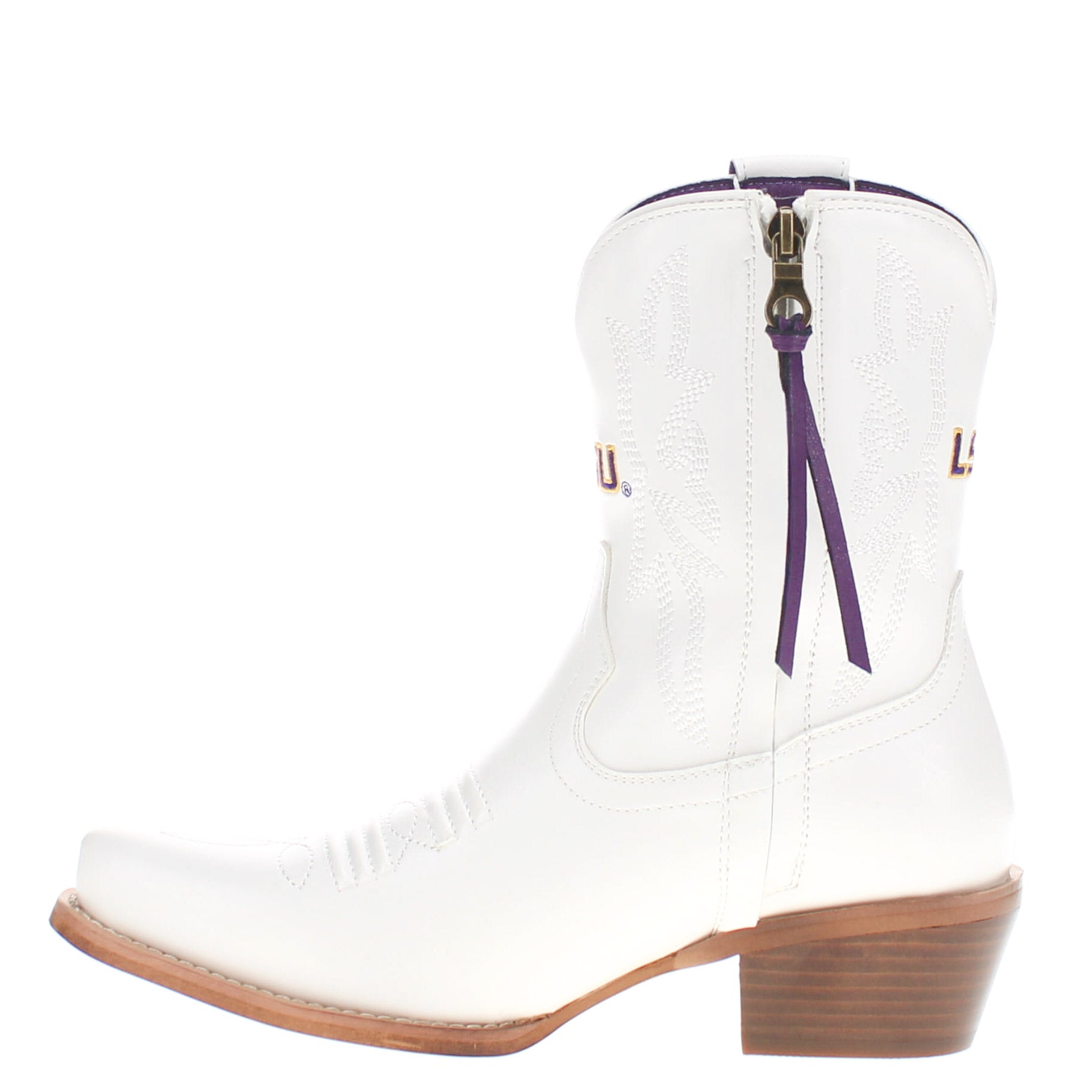 Women's Louisiana State University White Cowgirl Boots with Color Tassel Lynn by V by Vaccari
