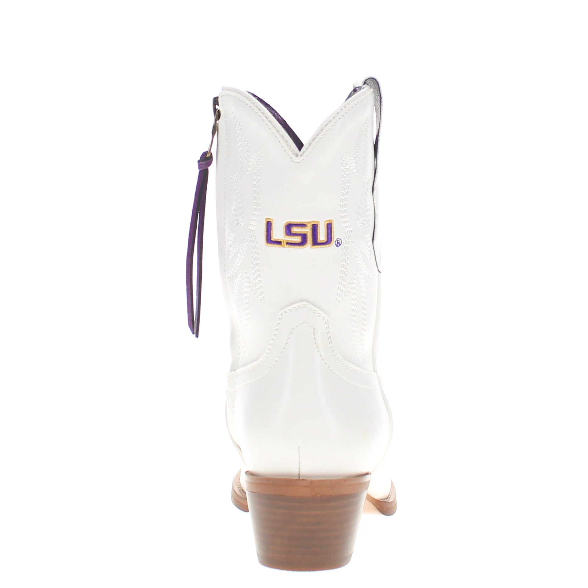 Women's Louisiana State University White Cowgirl Boots with Color Tassel Lynn by V by Vaccari