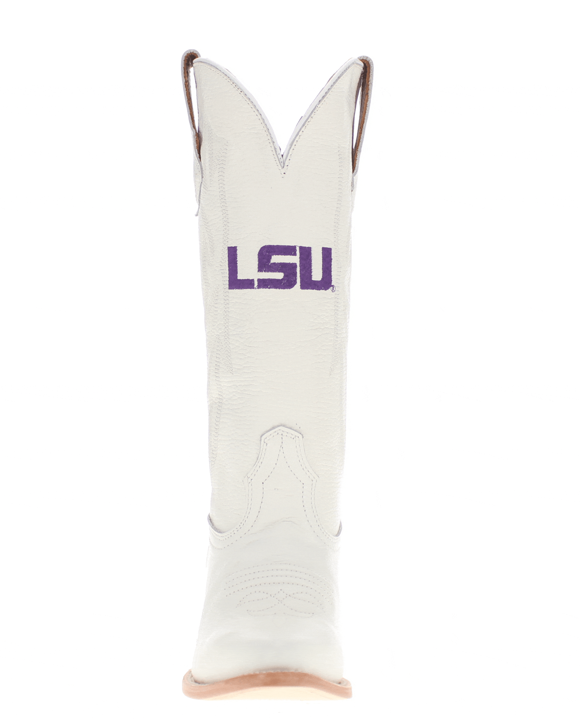 Women's Louisiana State University All White Pointed Toe Cowgirl Boots Leighton Vaccari University