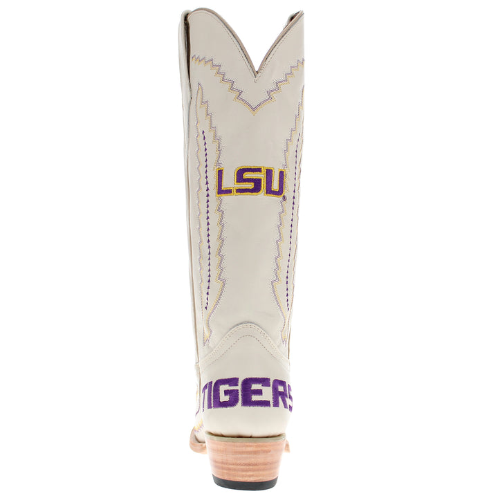 Women's Louisiana State University Tigers Bone Snip Toe Cowgirl Boots Naomi by Vaccari
