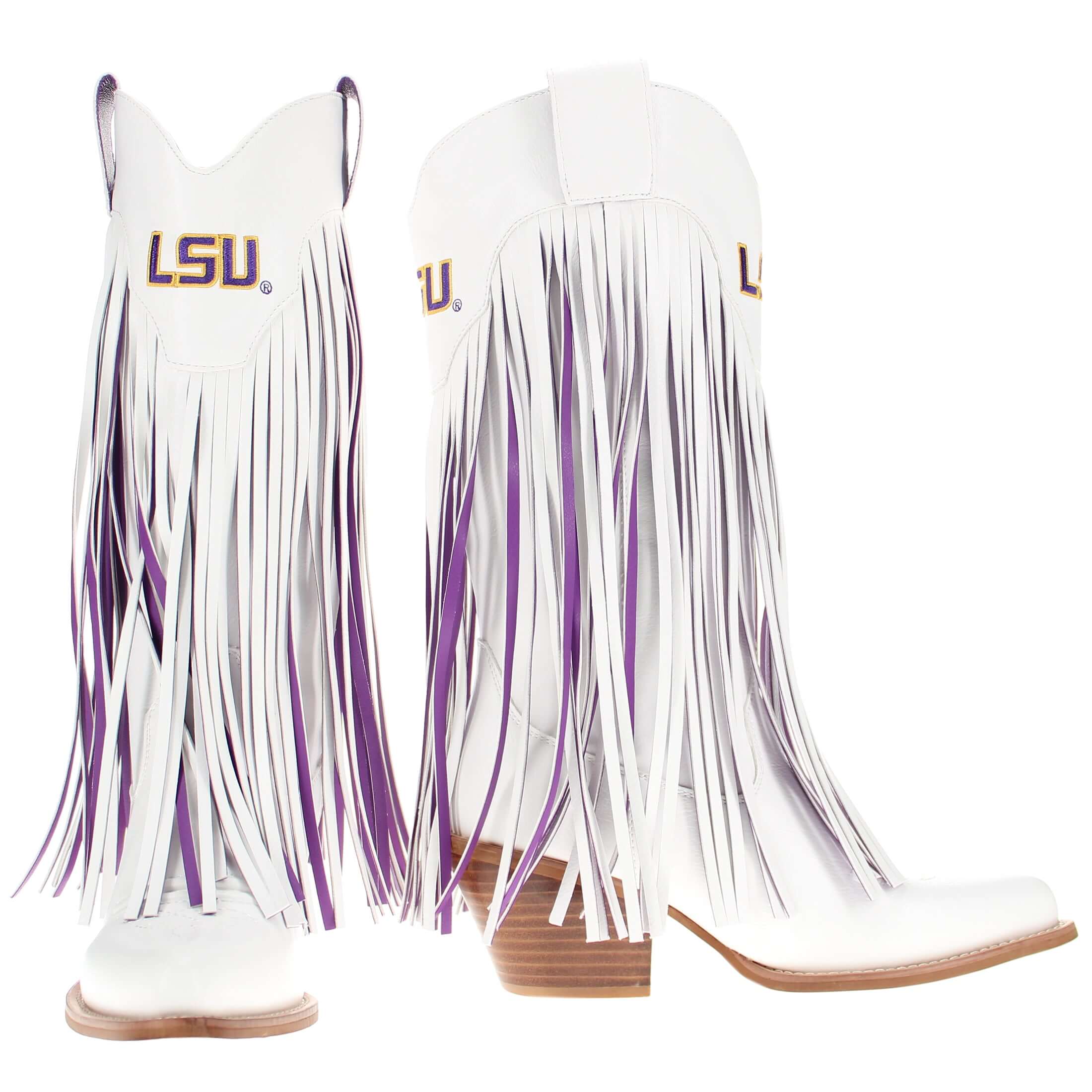 Louisiana State University Kacey White Fringe Boot By V By Vaccari
