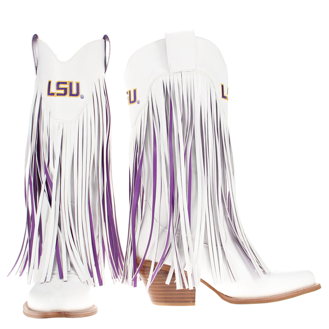 Louisiana State University Kacey White Fringe Boot By V By Vaccari