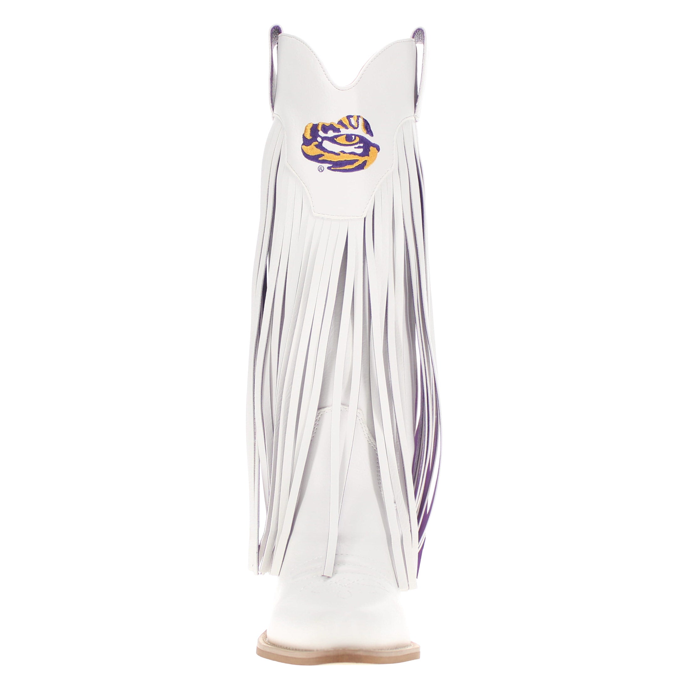 Women's Louisiana State University White Fringe Boot Kacey By V By Vaccari