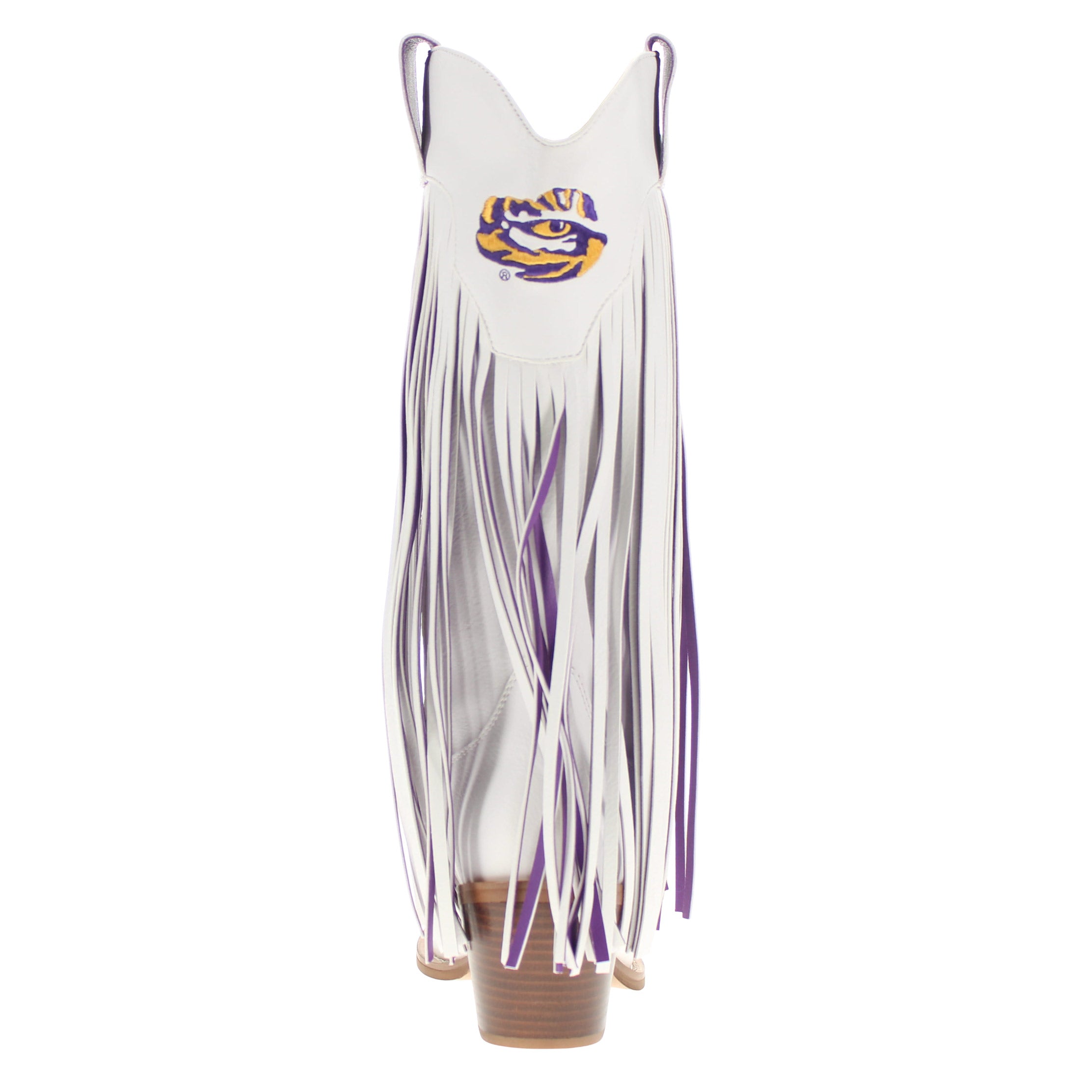 Women's Louisiana State University White Fringe Boot Kacey By V By Vaccari
