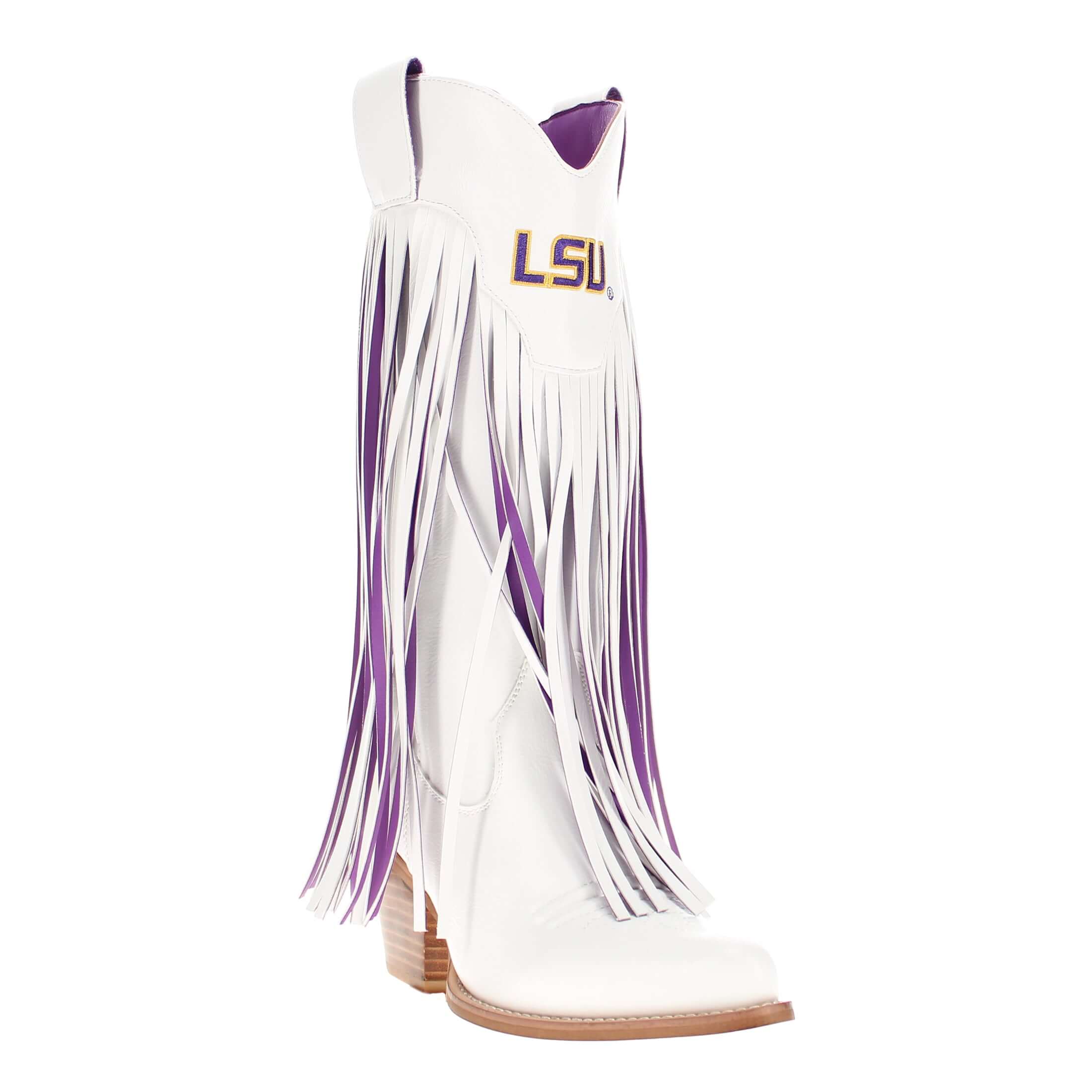 Louisiana State University Kacey White Fringe Boot By V By Vaccari