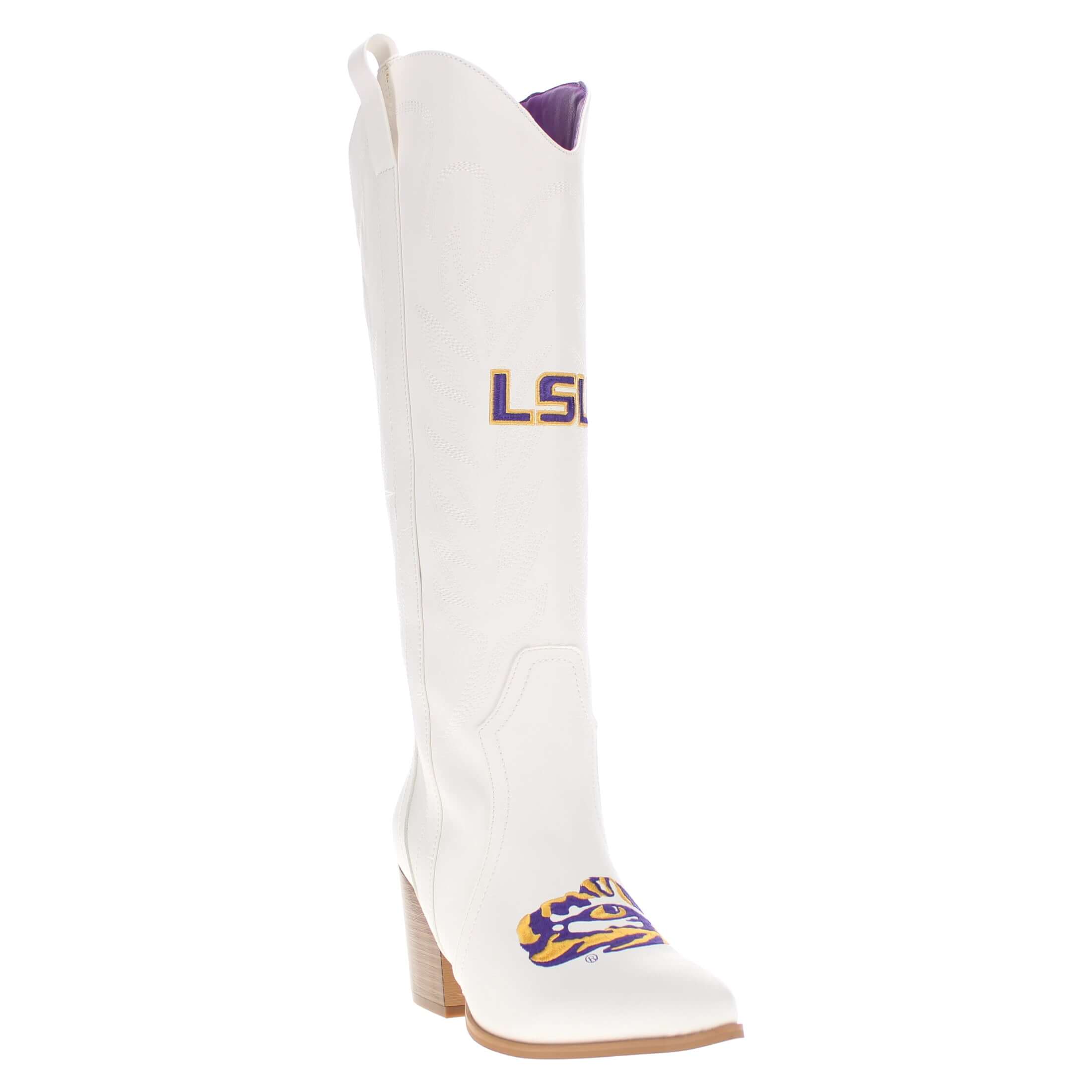 Louisiana State University Blair Tall White Boot By V By Vaccari
