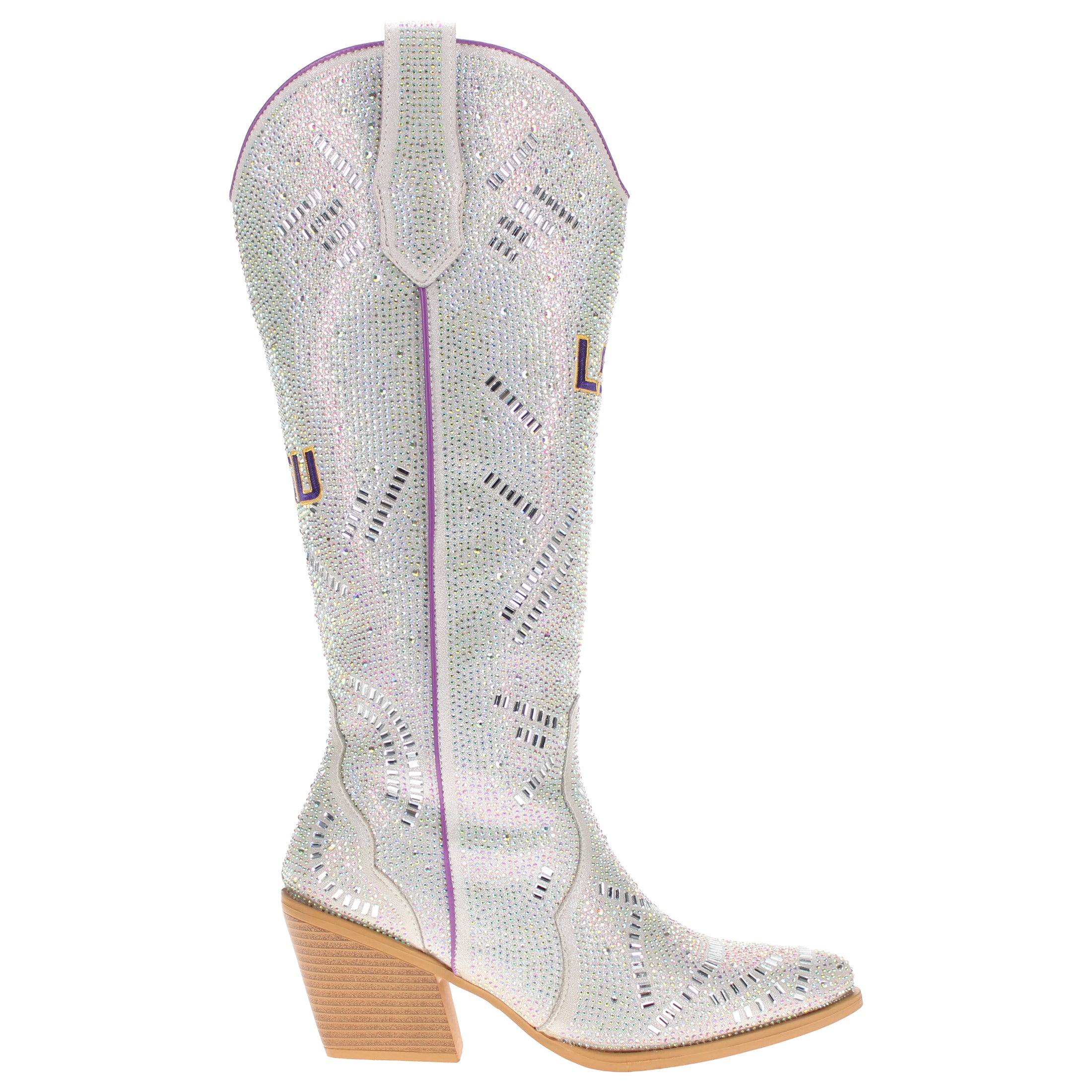 Women's Louisiana State University Natural Tall Bling Cowgirl Boots Amber by V by Vaccari